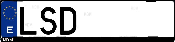 Matrícula española LSD, correspondiente al año 2021