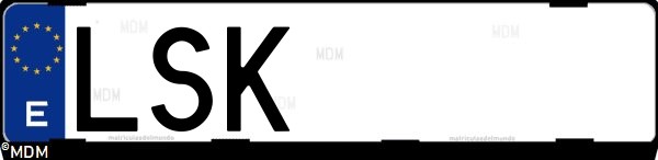 Matrícula española LSK, correspondiente al año 2021