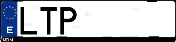 Matrícula española LTP, correspondiente al año 2021