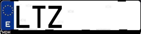 Matrícula española LTZ, correspondiente al año 2021