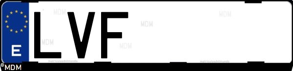 Matrícula española LVF, correspondiente al año 2021