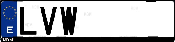 Matrícula española LVW, correspondiente al año 2022