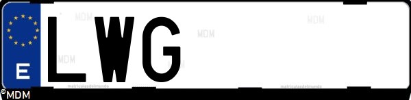 Matrícula española LWG, correspondiente al año 2022