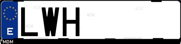Matrícula española LWH, correspondiente al año 2022