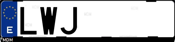 Matrícula española LWJ, correspondiente al año 2022