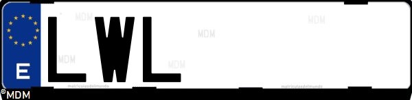Matrícula española LWL, correspondiente al año 2022