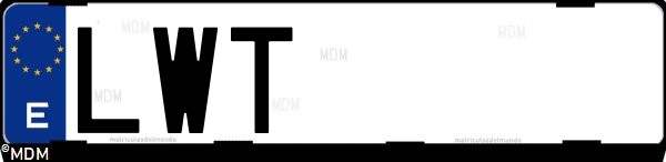 Matrícula española LWT, correspondiente al año 2022