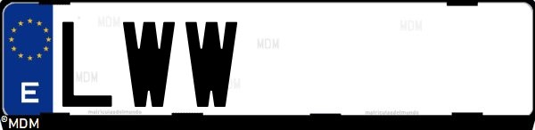 Matrícula española LWW, correspondiente al año 2022