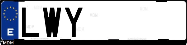 Matrícula española LWY, correspondiente al año 2022