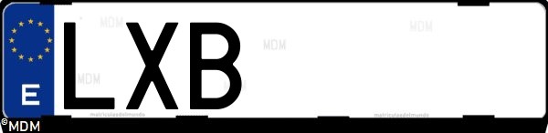 Matrícula española LXB, correspondiente al año 2022