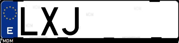 Matrícula española LXJ, correspondiente al año 2022