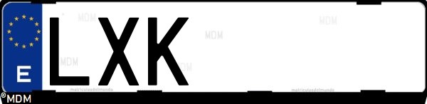 Matrícula española LXK, correspondiente al año 2022