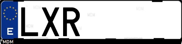 Matrícula española LXR, correspondiente al año 2022