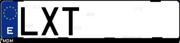 Matrícula española LXT, correspondiente al año 2022