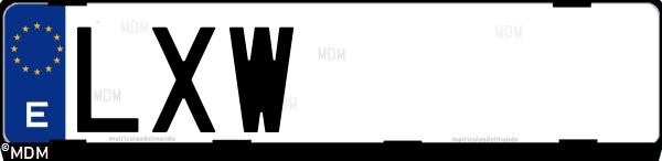 Matrícula española LXW, correspondiente al año 2022