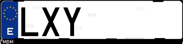 Matrícula española LXY, correspondiente al año 2022