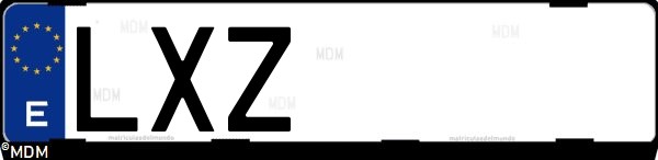 Matrícula española LXZ, correspondiente al año 2022
