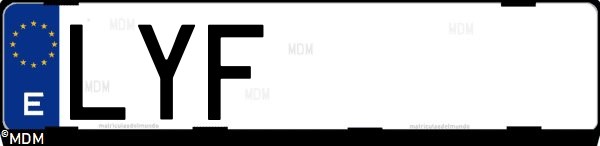 Matrícula española LYF, correspondiente al año 2022