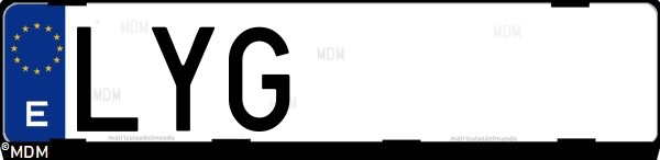 Matrícula española LYG, correspondiente al año 2022