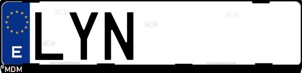 Matrícula española LYN, correspondiente al año 2022