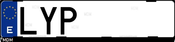 Matrícula española LYP, correspondiente al año 2022