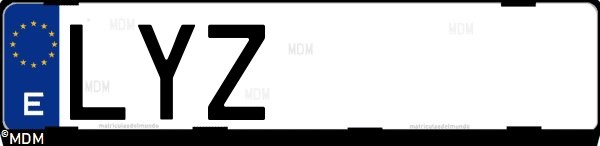 Matrícula española LYZ, correspondiente al año 2022