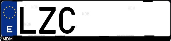 Matrícula española LZC, correspondiente al año 2022