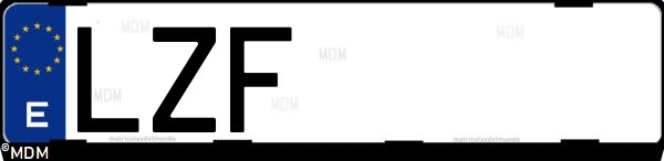 Matrícula española LZF, correspondiente al año 2022