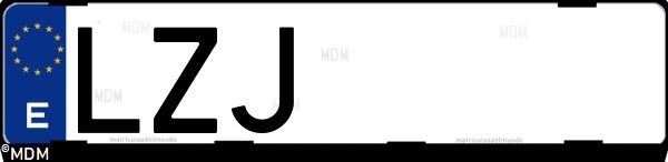 Matrícula española LZJ, correspondiente al año 2022