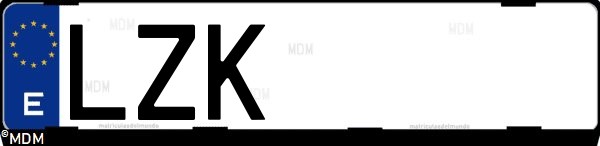 Matrícula española LZK, correspondiente al año 2022