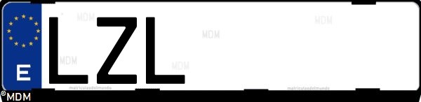 Matrícula española LZL, correspondiente al año 2022