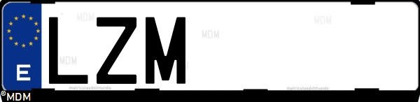 Matrícula española LZM, correspondiente al año 2022