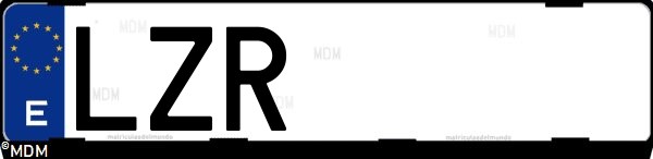Matrícula española LZR, correspondiente al año 2022