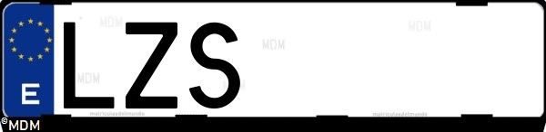 Matrícula española LZS, correspondiente al año 2022