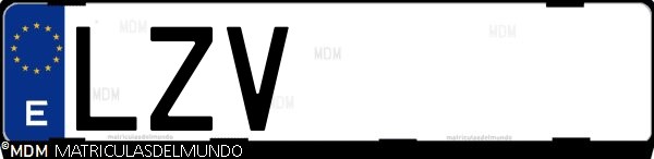 Matrícula española LZV, correspondiente al año 2022