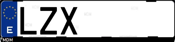 Matrícula española LZX, correspondiente al año 2022