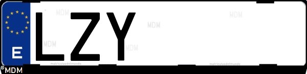 Matrícula española LZY, correspondiente al año 2022
