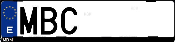 Matrícula española MBC, correspondiente al año 2022