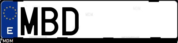 Matrícula española MBD, correspondiente al año 2022