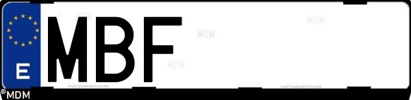 Matrícula española MBF, correspondiente al año 2022