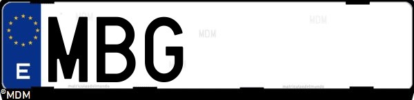 Matrícula española MBG, correspondiente al año 2022