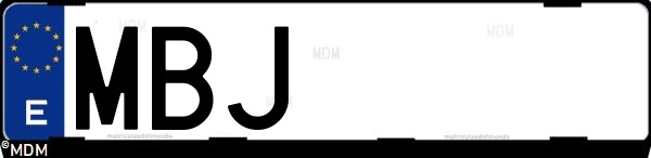 Matrícula española MBJ, correspondiente al año 2022