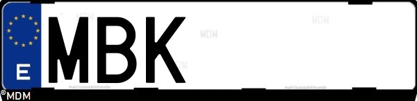 Matrícula española MBK, correspondiente al año 2022