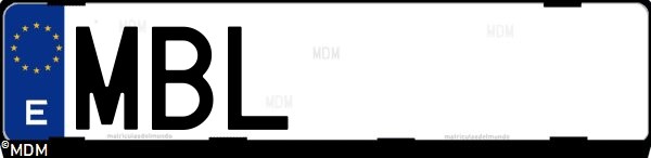 Matrícula española MBL, correspondiente al año 2022