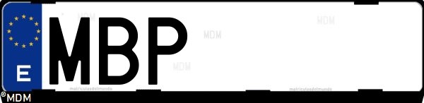 Matrícula española MBP, correspondiente al año 2022
