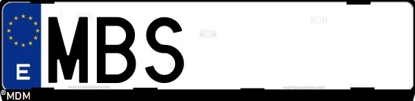 Matrícula española MBS, correspondiente al año 2022