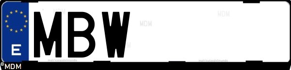 Matrícula española MBW, correspondiente al año 2022