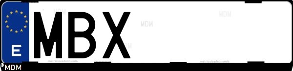 Matrícula española MBX, correspondiente al año 2022
