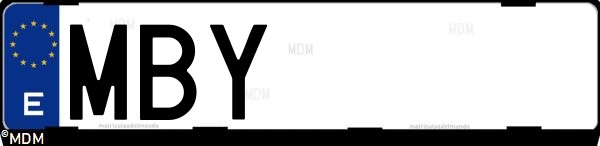 Matrícula española MBY, correspondiente al año 2022