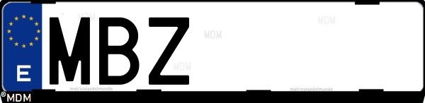 Matrícula española MBZ, correspondiente al año 2022